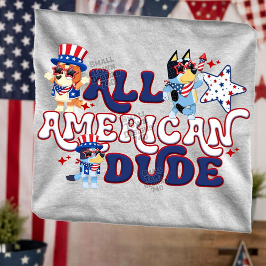 All American Blue Dog Kids Top