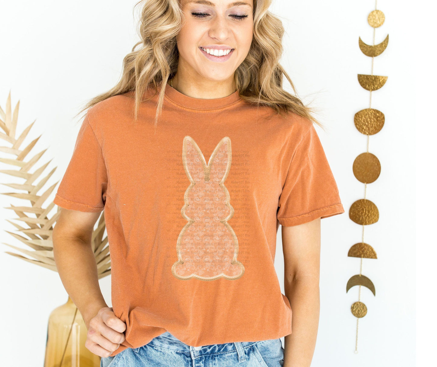 DTF Print - Faux Embroidered Lace Bunny