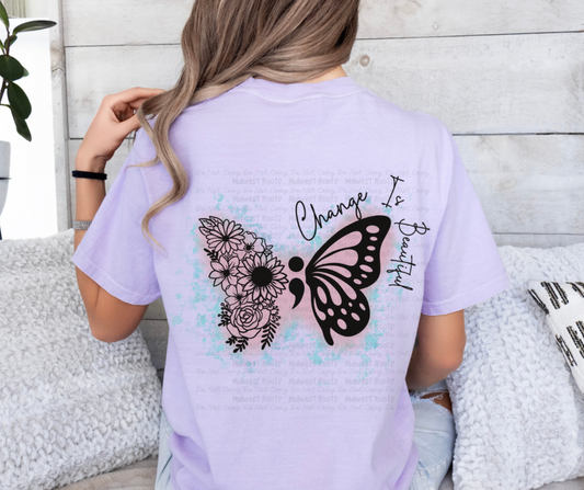 Change is Beautiful Curved Butterfly Digital Design