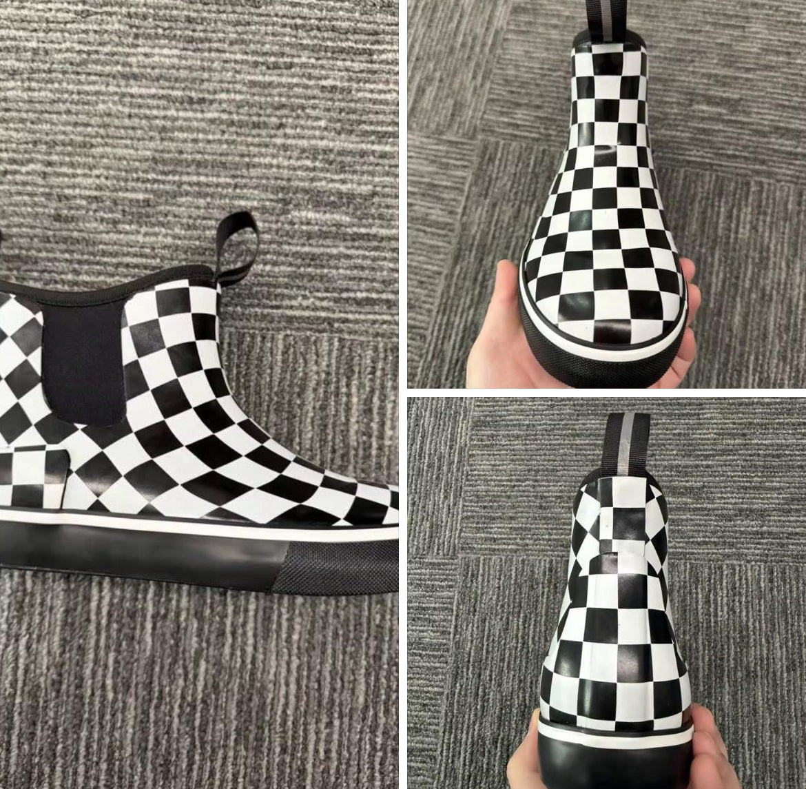 Pre Order Black and White Checkered Deck Boots