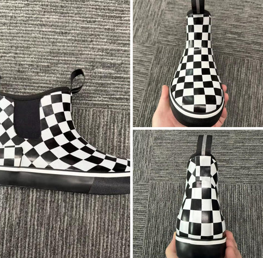 Pre Order Black and White Checkered Deck Boots