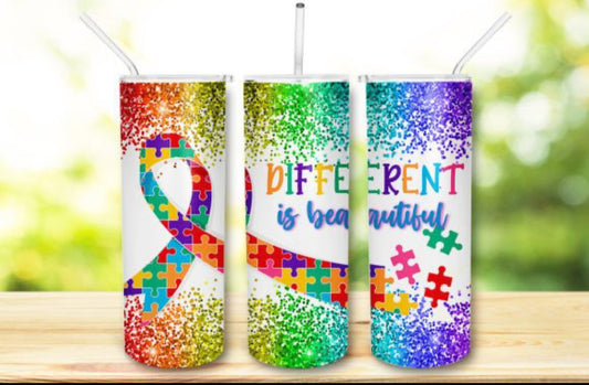 WS Completed Autism Different is Beautiful Tumbler