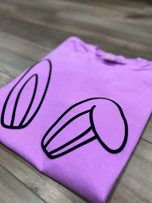 WS Completed Kids Bunny Ears Puff Printed  Top