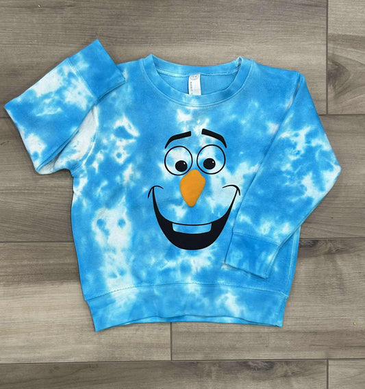 Snowman Puff Print Tie Dye top in Artic Blitz