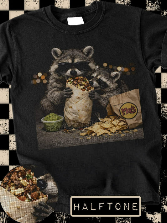 DTF Print - Halftone Raccoon Burritto