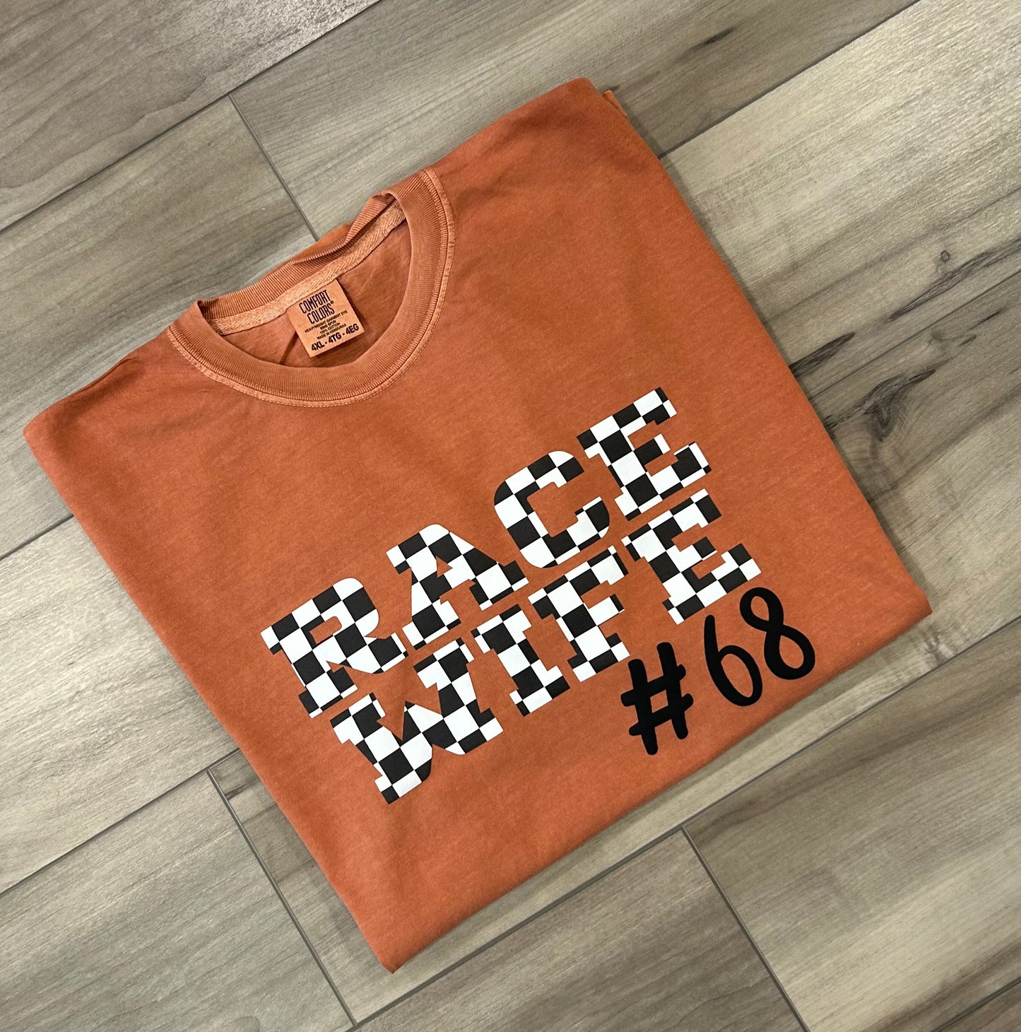 Race Wife Checkered Puff Print