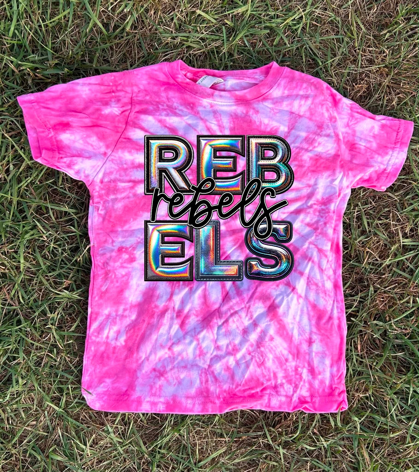 Pink Out Dyed Holographic Team Top