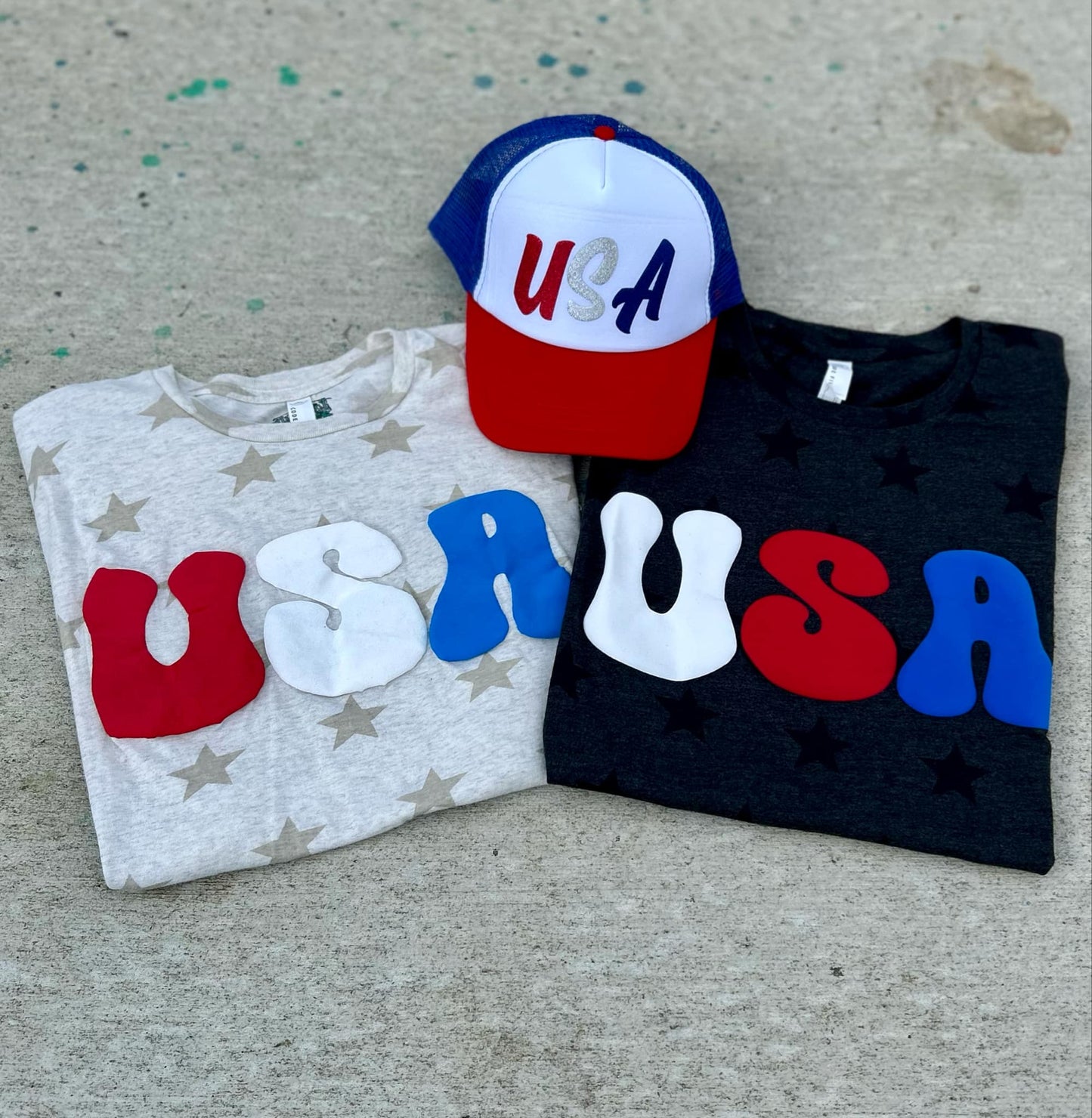 Glitter Puff USA RWB Trucker Hat