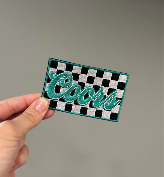 Teal Coors Checkered Hat Patch