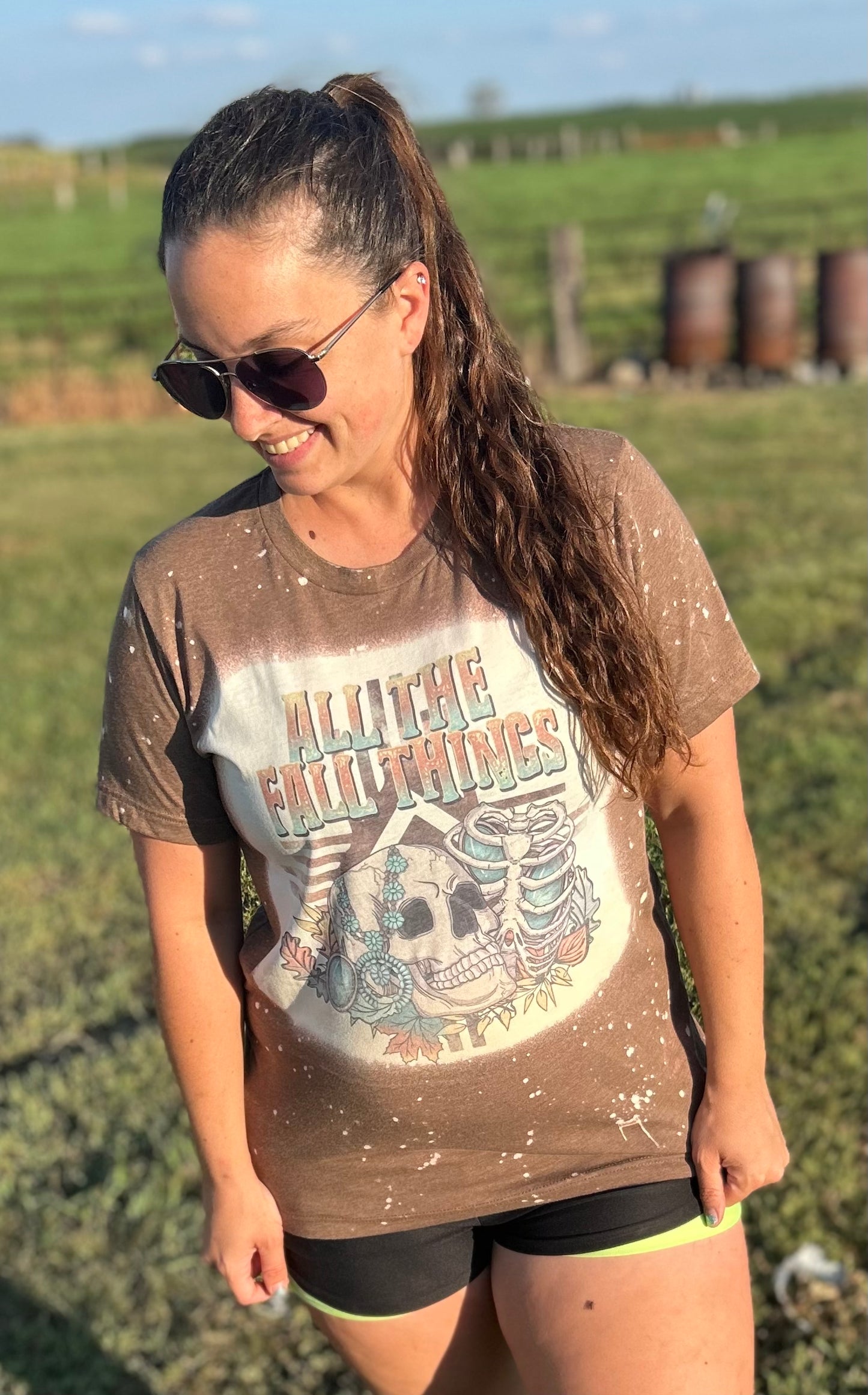 RTS All the Fall Things Bleached Top in Brown