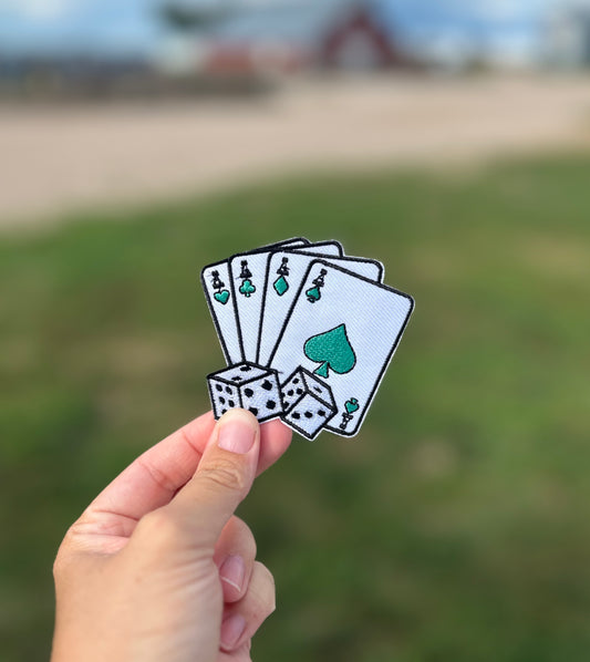 Teal Full House with Dice Hat Patch