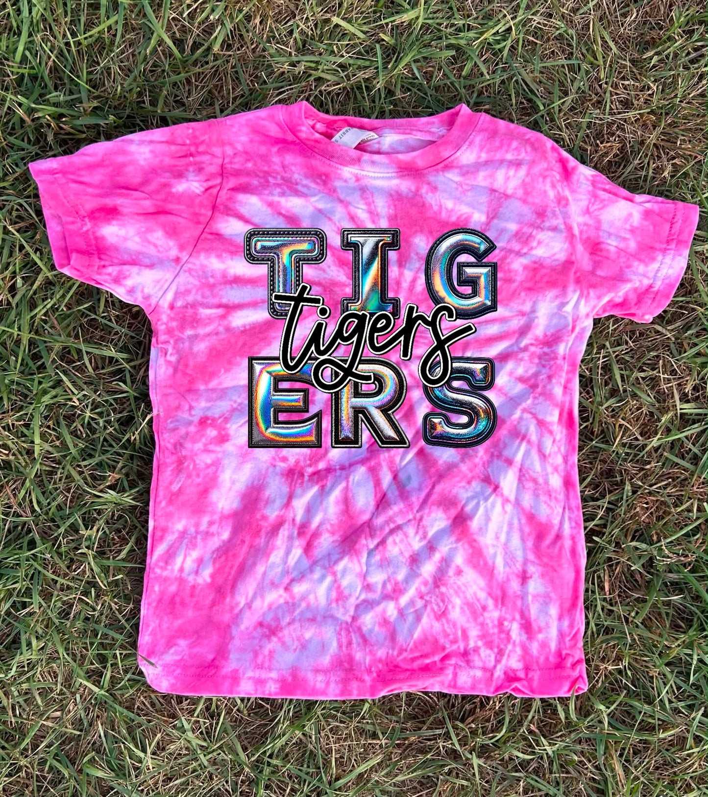 Pink Out Dyed Holographic Team Top