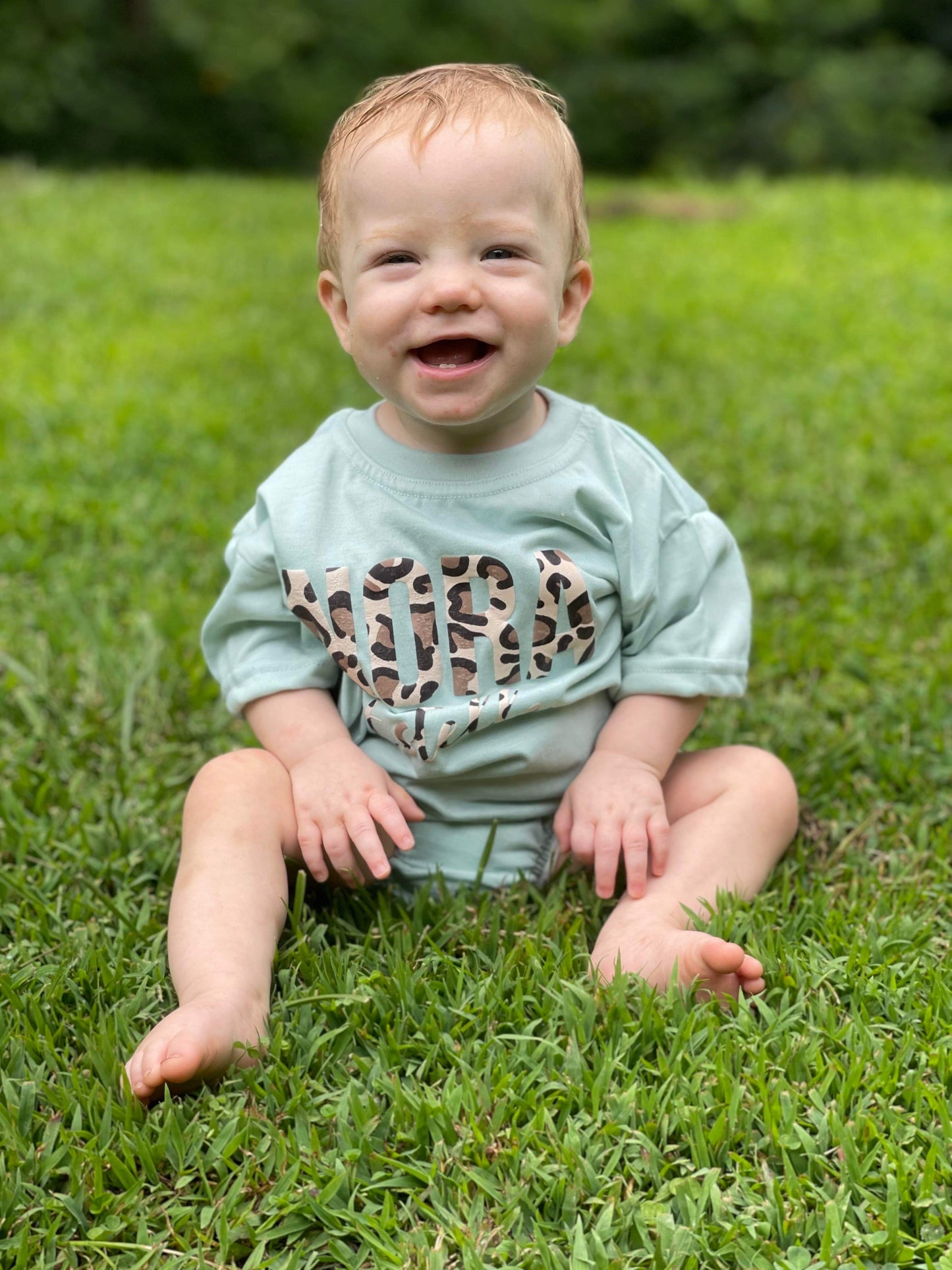 Kids Custom Name Cheetah Print Puff Print Top