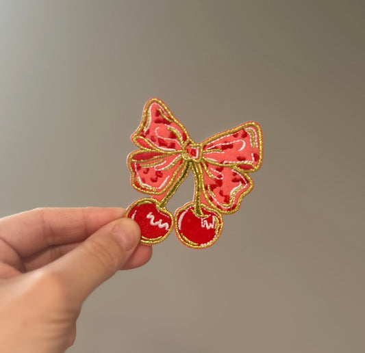 Cherry Bow Hat Patch