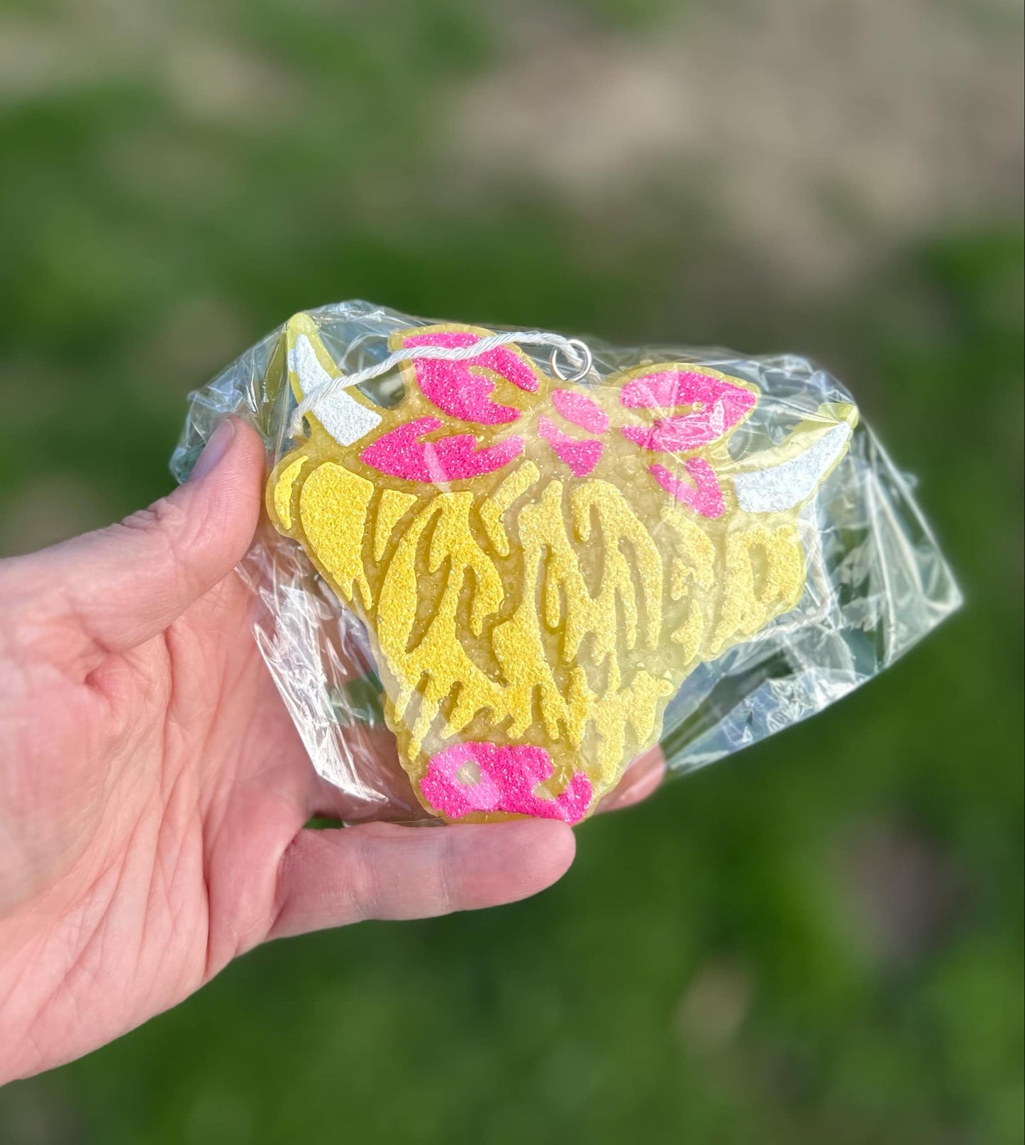 Yellow Cow Freshie in Cotton Candy