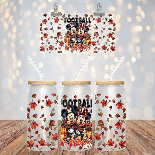 16oz glass can Football & Fall Sub Print