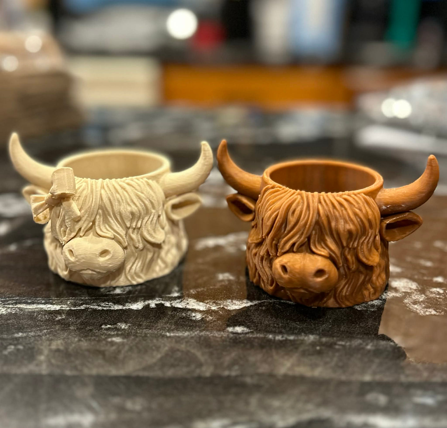 3D Printed Highland Cow Mini Planter