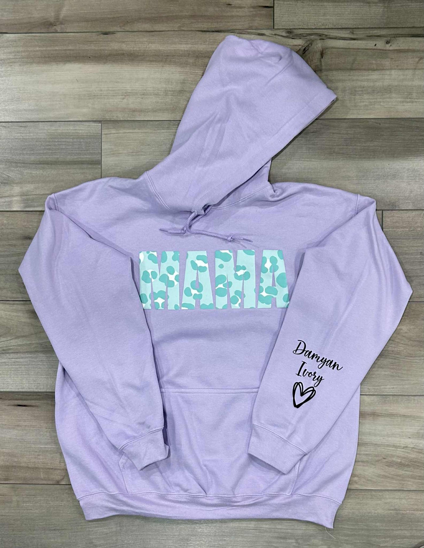 Teal Leopard Puff Printed Mama Top with or without kids names