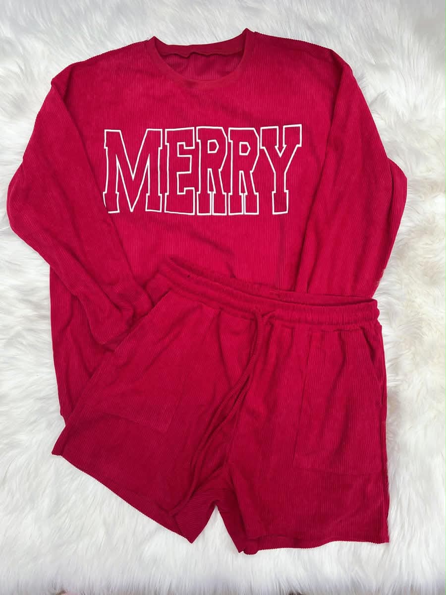 Pre Order Merry Sweatshirt and Short Set