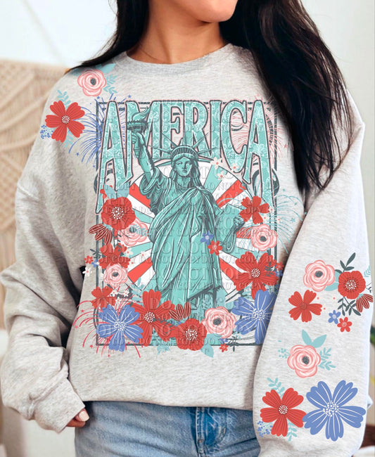 Lady Liberty With Flowers Sub Print