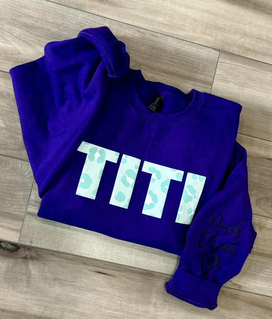 Teal Leopard Puff Printed Mama Top with or without kids names