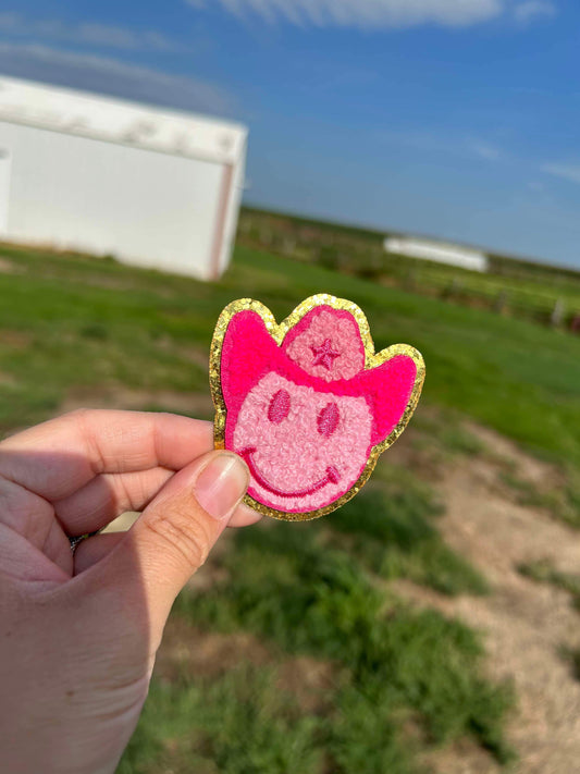 Pink Cowboy Smile Hat Patch