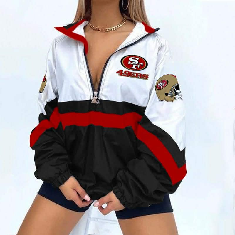 Pre Order Adult Quarter Zip Team Jacket Checkered Bottom
