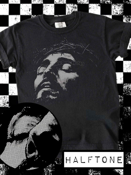 DTF Print - Halftone Jesus Eyes Closed