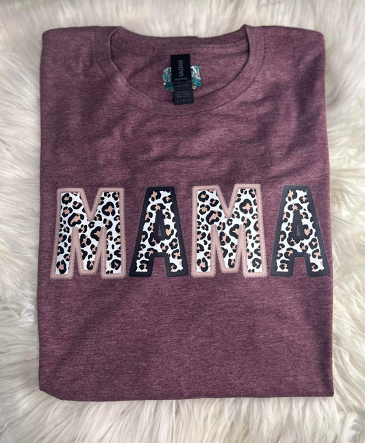 Leopard Mama Faux Letters Top