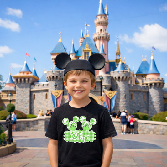 Green Mouse Name Plate Kids Top