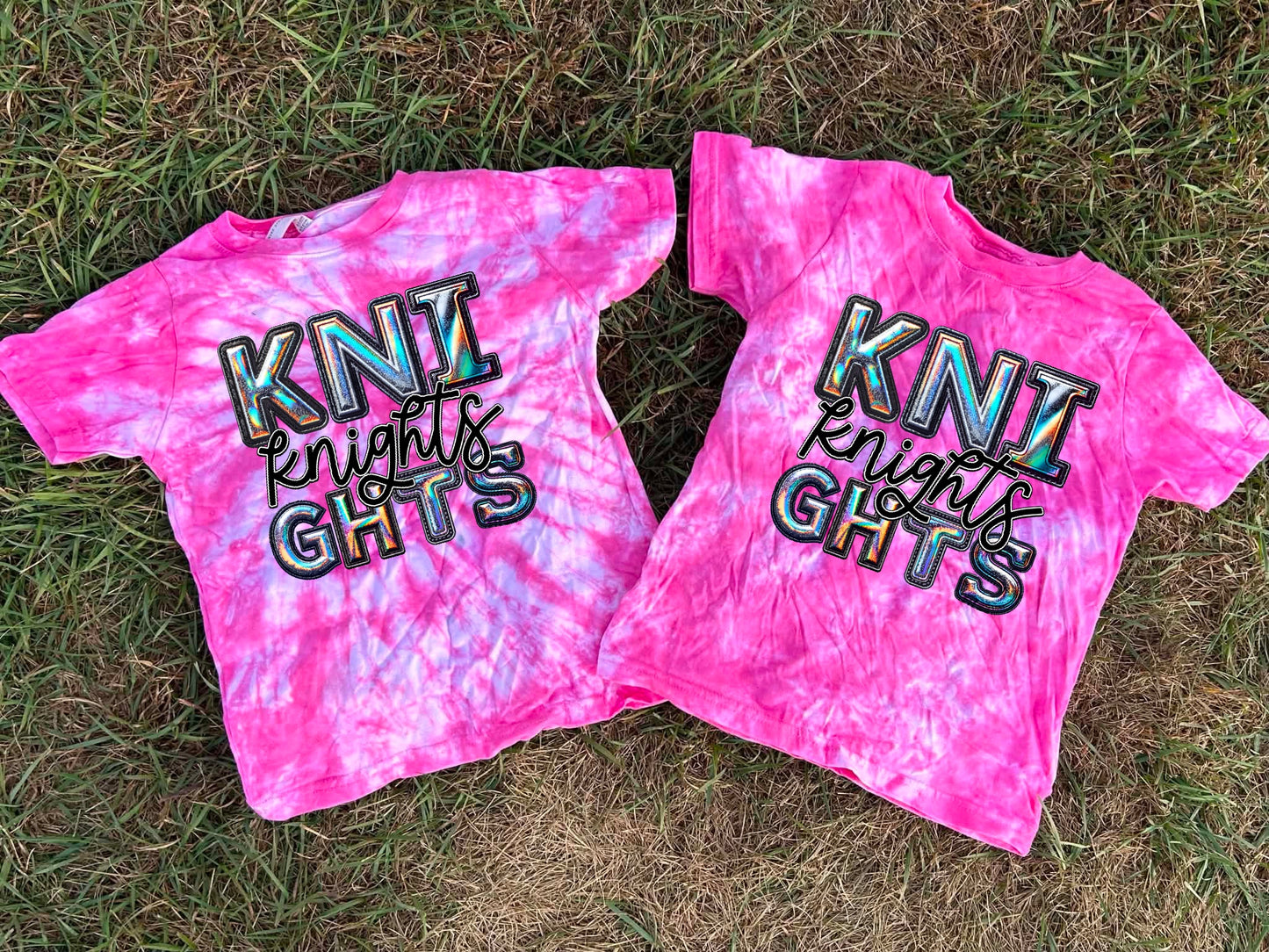 Pink Out Dyed Holographic Team Top