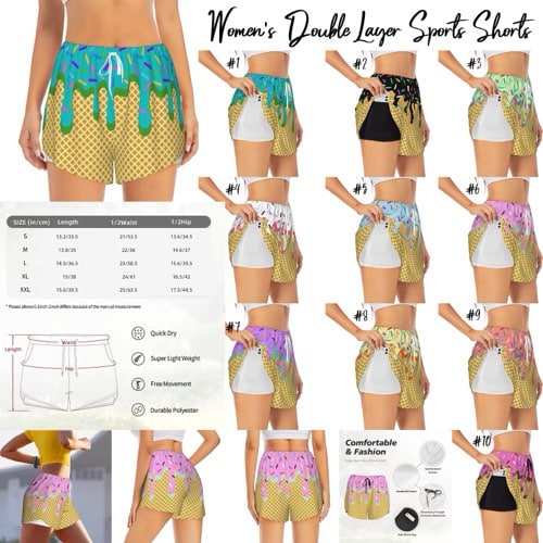 Pre Order Womens Double Layer Shorts Ice Cream Drip