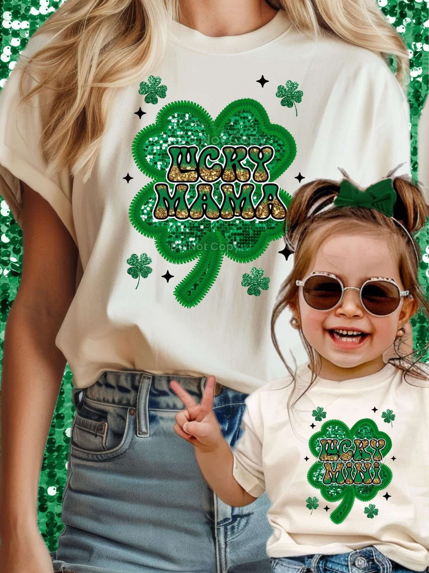 Faux Glitter Lucky Mini Shamrock Kids Top