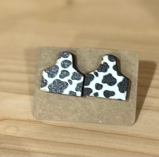 RTS Cow Tag Stud Earrings