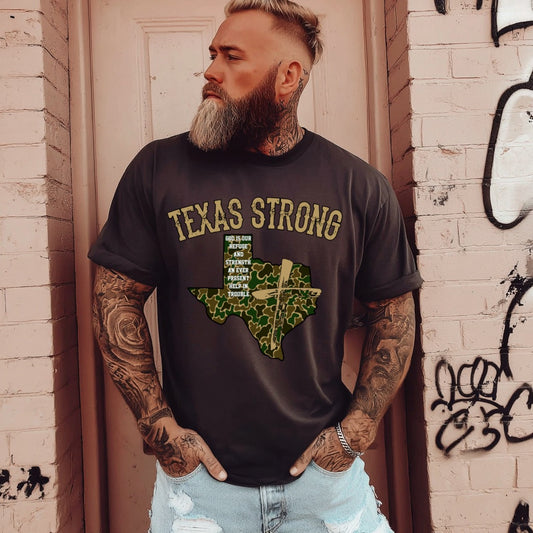 WS Completed Top Texas Strong Camo Bible Verse