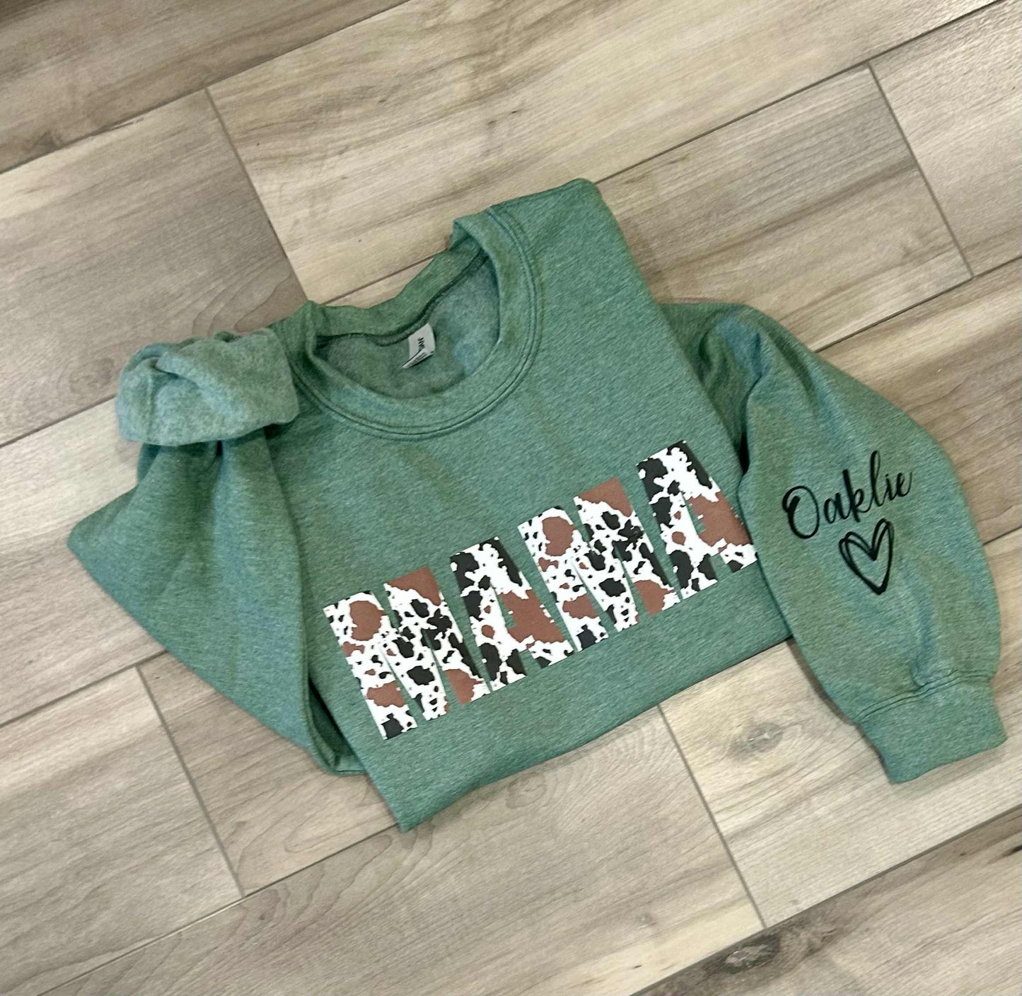 Cow Print Puff Printed Mama Top With or Without Names