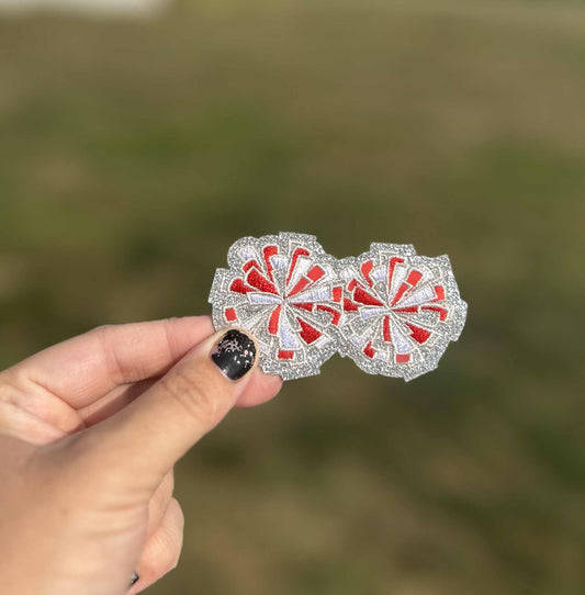 Red Glitter Pom Poms Hat Patch