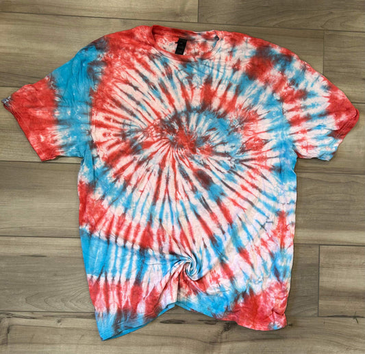 Blank Tie Dye Top - Red White and Boom
