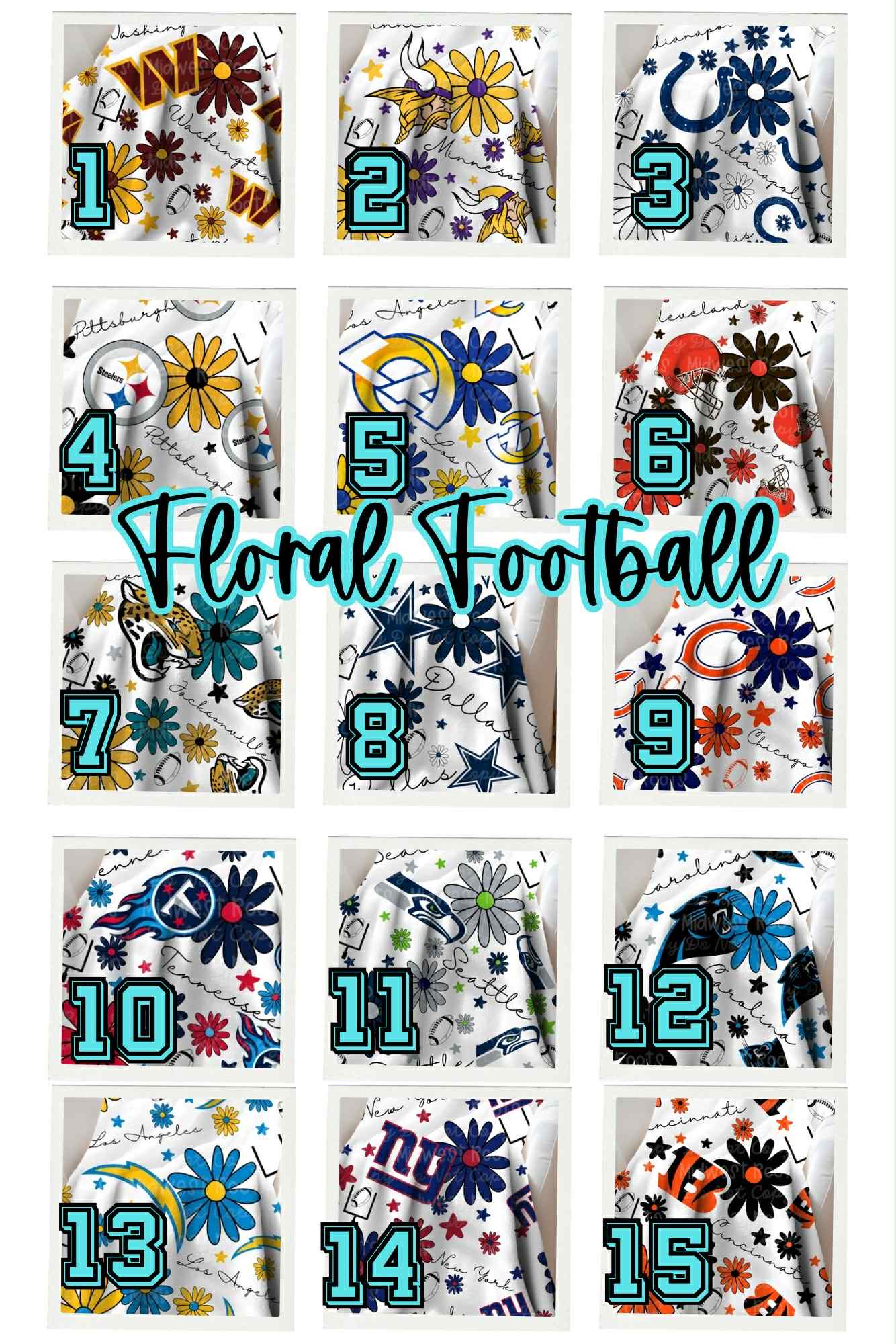 Floral Football Kids Sippy or Waterbottle