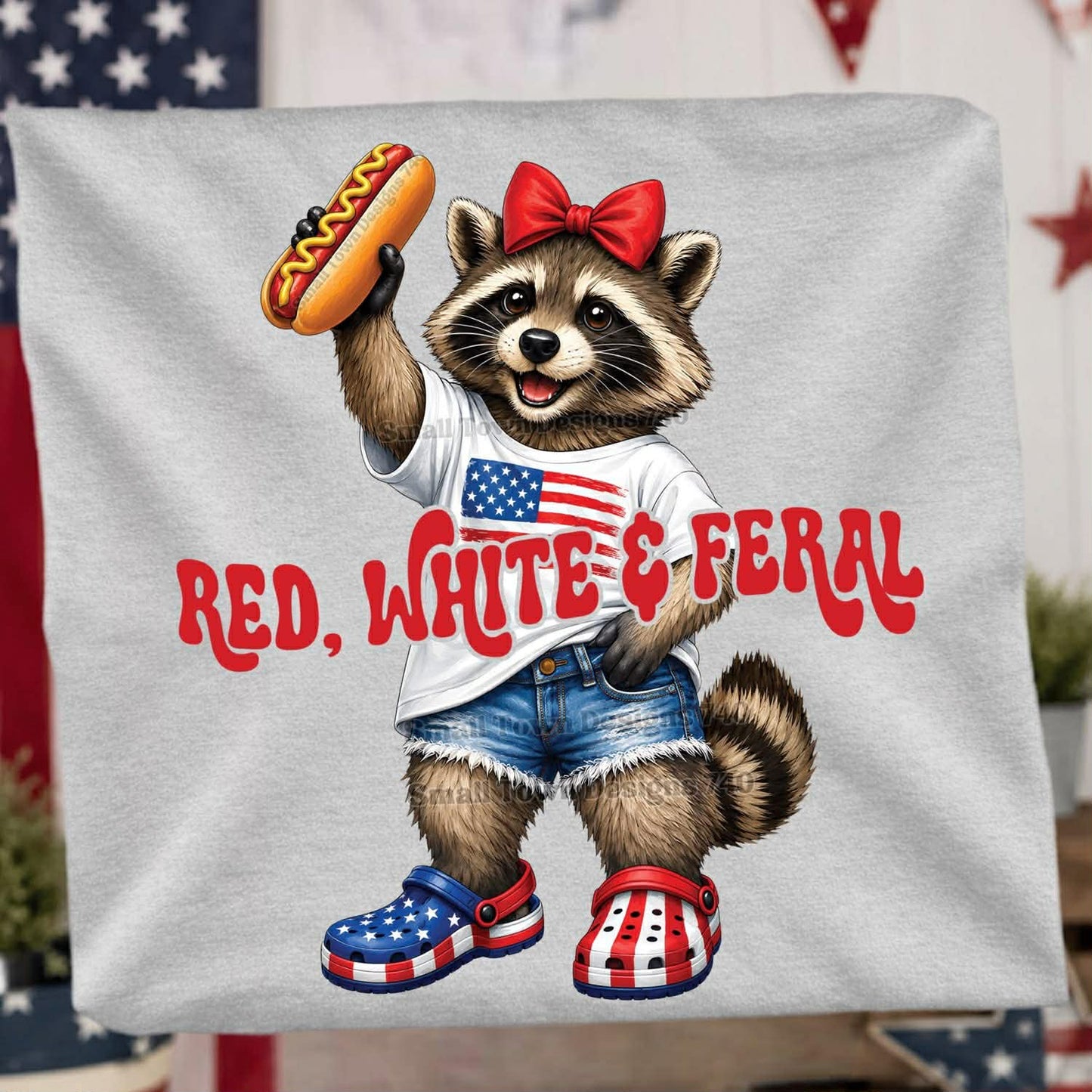 Red White & Feral Kids Top