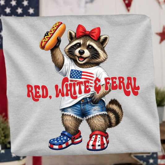 Red White & Feral Kids Top