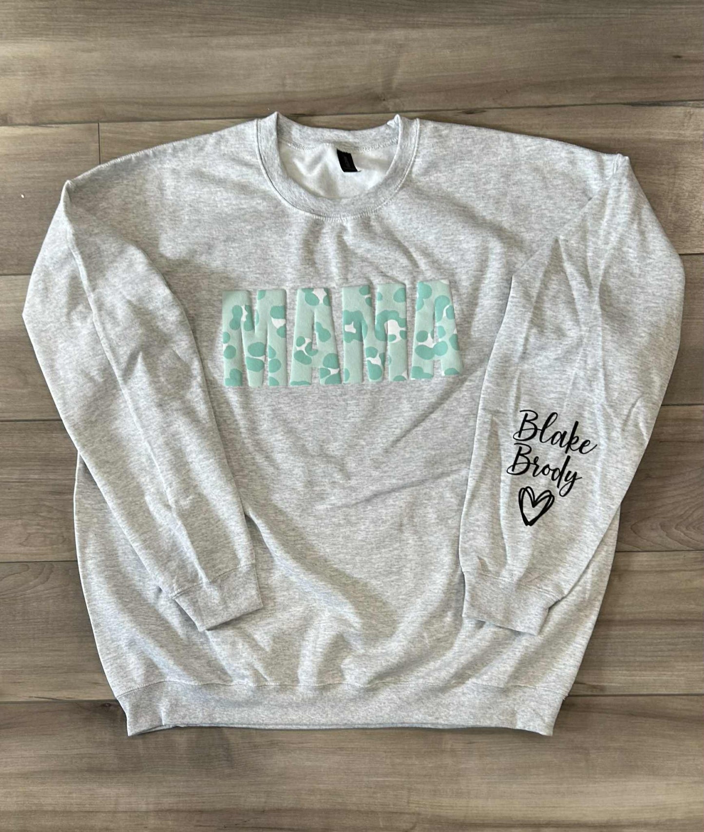 Teal Leopard Puff Printed Mama Top with or without kids names