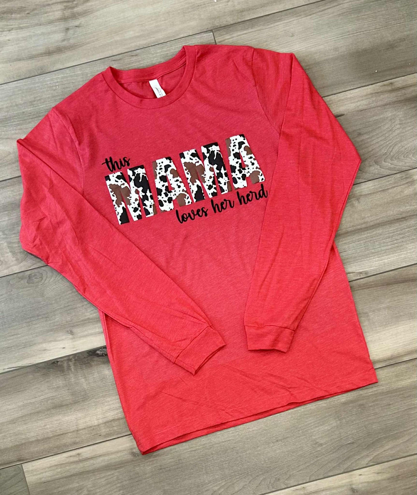 This Mama Loves Her Herd Cow Print Puff Printed Top With or Without Names