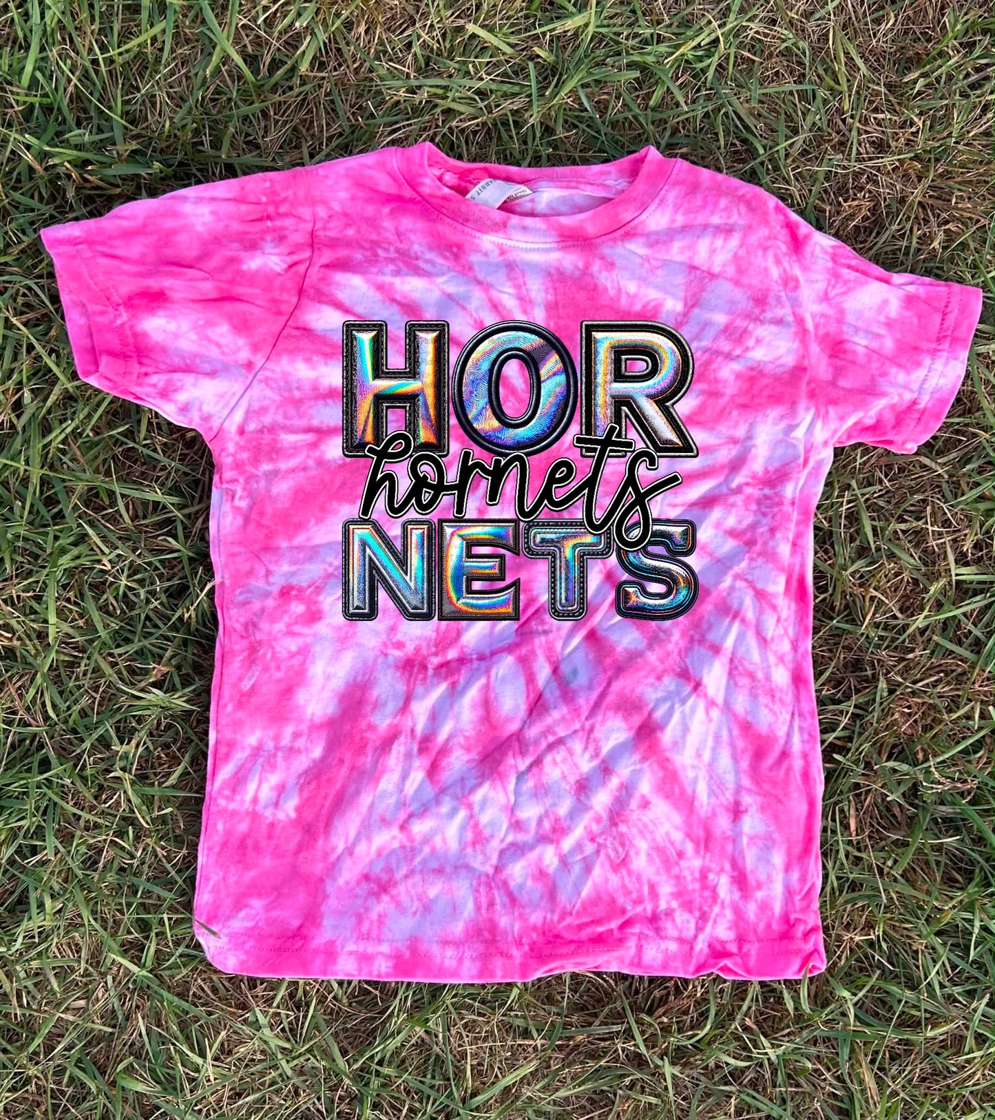Pink Out Dyed Holographic Team Top