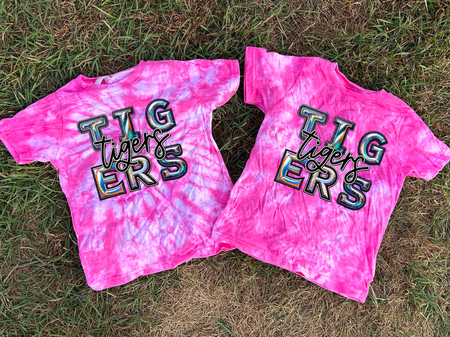 Pink Out Dyed Holographic Team Top