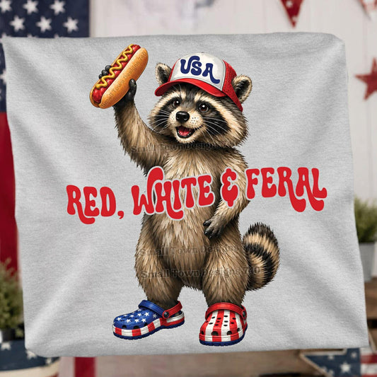 Red White & Feral Kids Top