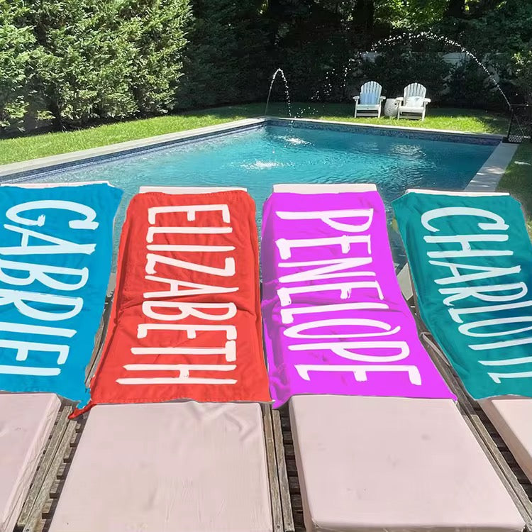 Pre Order Custom Solid Color with Name Beach Towels
