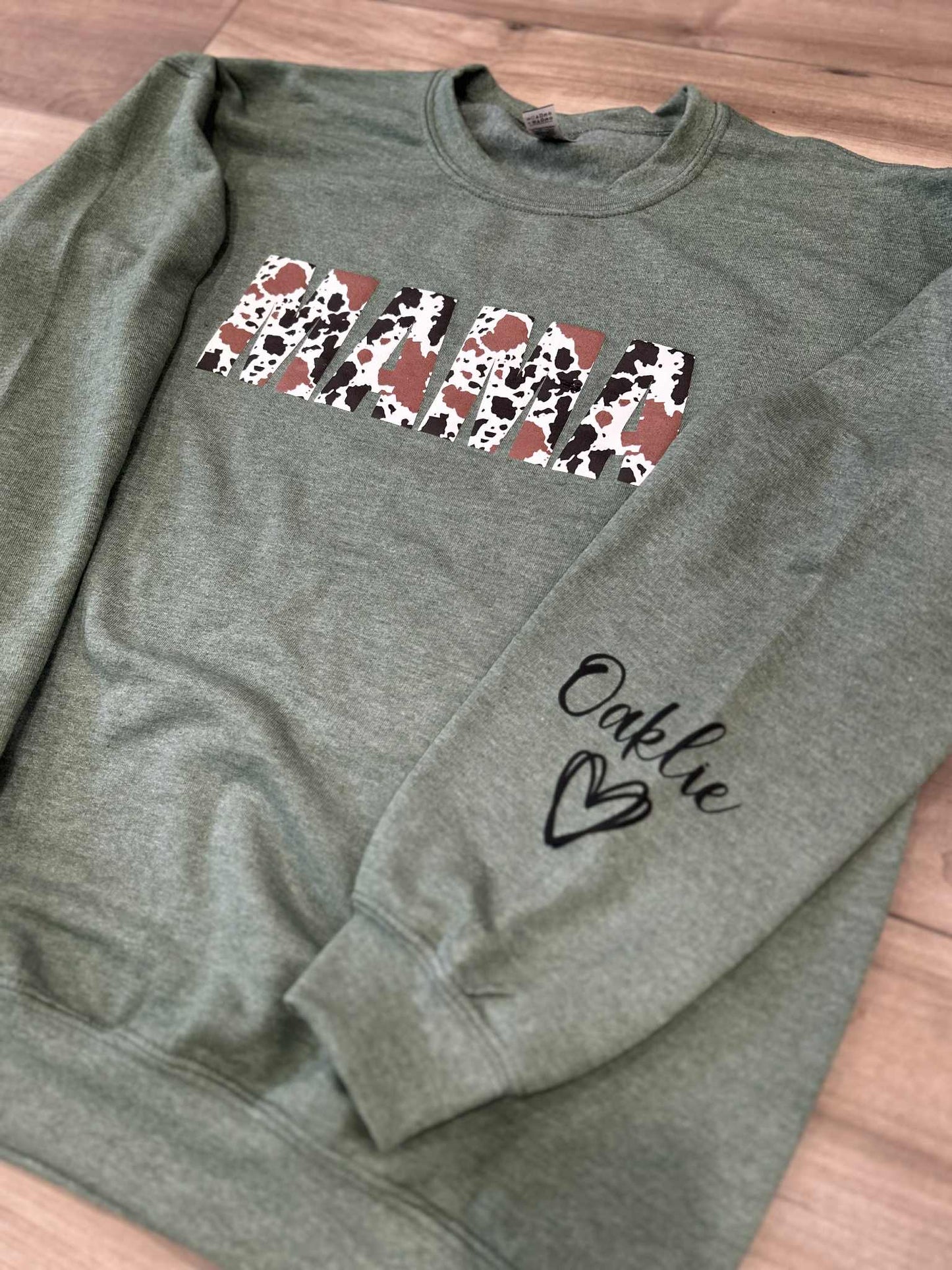 Cow Print Puff Printed Mama Top With or Without Names