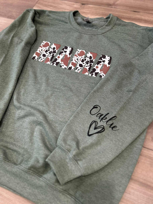 WS Completed Top Cow Puff Printed Mama Top