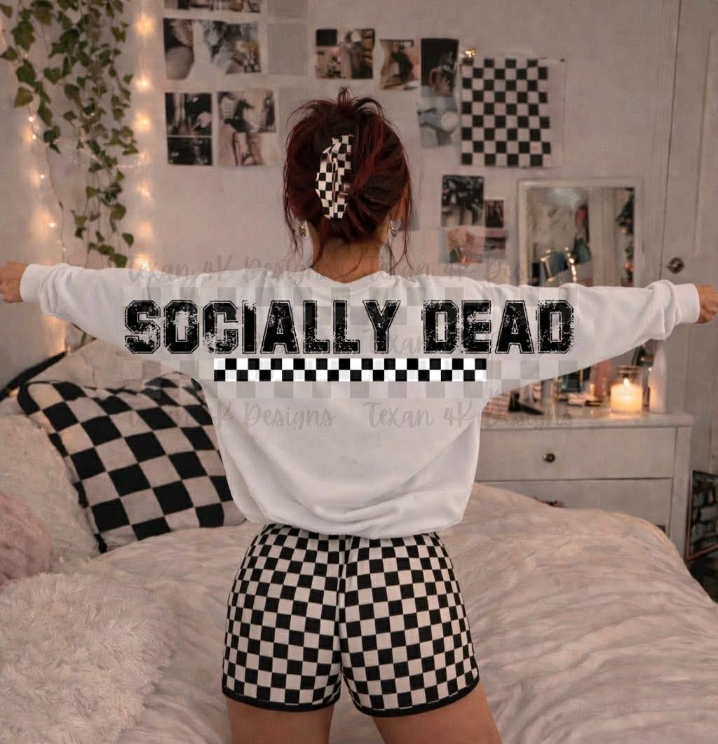 Socially Dead Oversized Arm Print Top